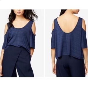 New Women’s Rachel Roy Cold Shoulder Navy Blue Top